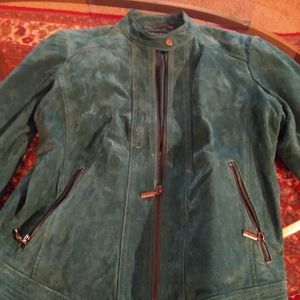 Relisting - Teal suede leather jacket
